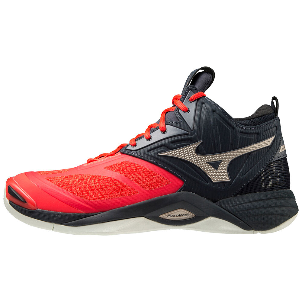 Mizuno Men's Wave Momentum 2 Mid Volleyball Shoes Red/Gold (V1GA211763-HTV)